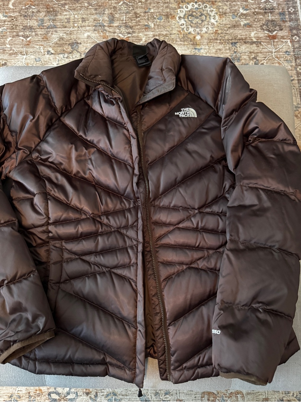 The North Face Brown Quilted Chevron Puffer Jacket